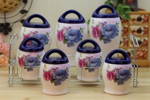 Blue Temptation Ceramic Kitchen Canisters