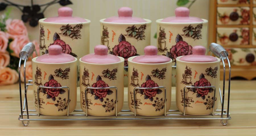 elegant rose ceramic canister sets