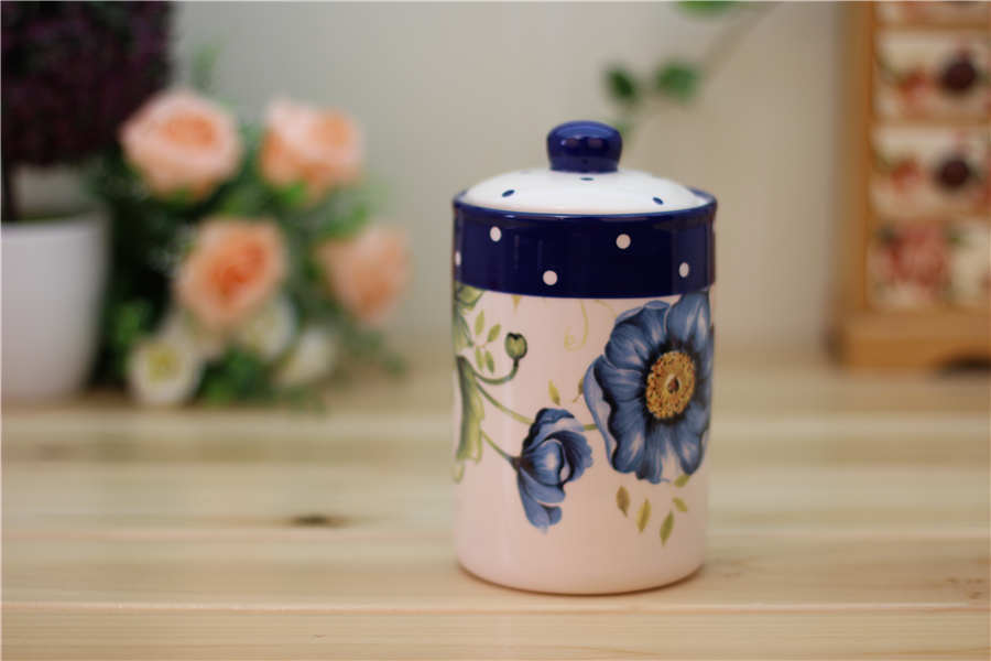 Blue Poppy Ceramic Cookie Jars