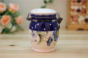Blue Poppy Ceramic Kitchen Canisters