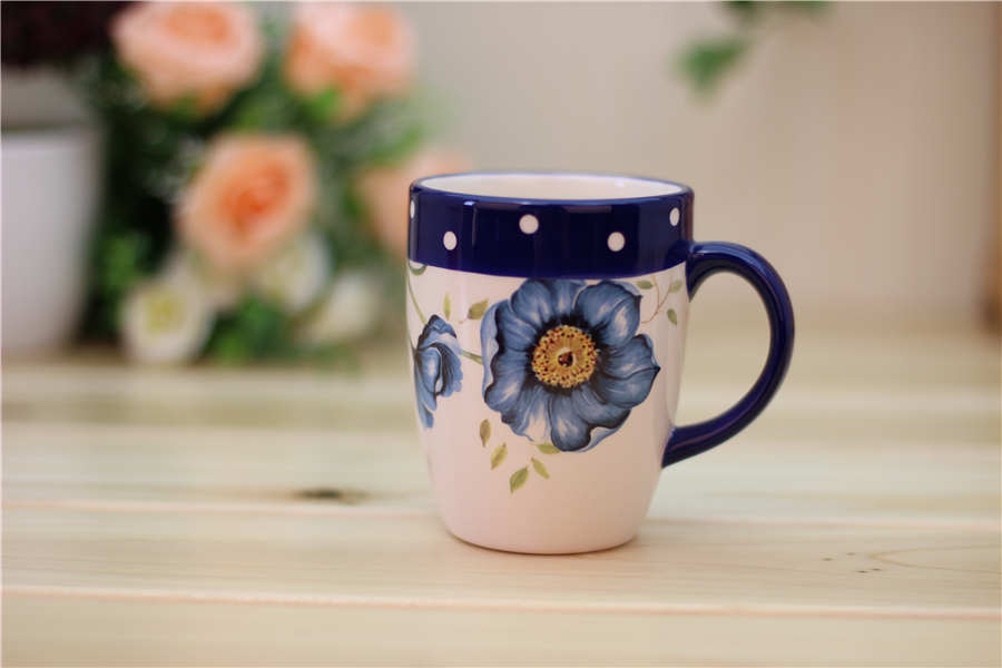 Blue Poppy Ceramic Mug