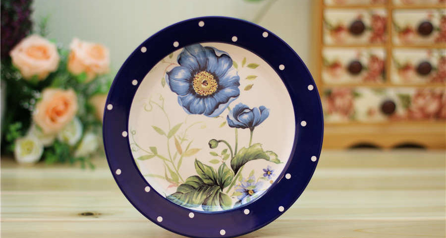 Blue Poppy Ceramic Plates