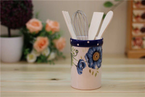 Blue Poppy Ceramic Utensil Crock