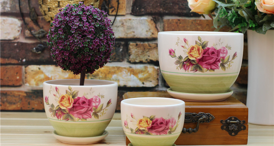 Brighten Your Day ceramic flower pot