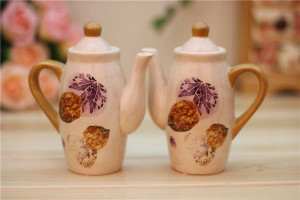 Falling Leaf ceramic oil and vinegar bottles
