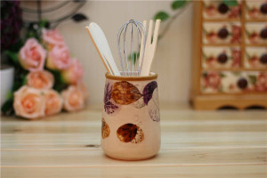 Falling Leaf ceramic utensil crock