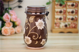 Flower Bud Ceramic Jar For Kitchen