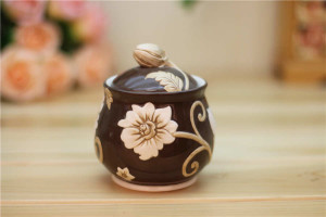 Flower Bud ceramic coffee canister