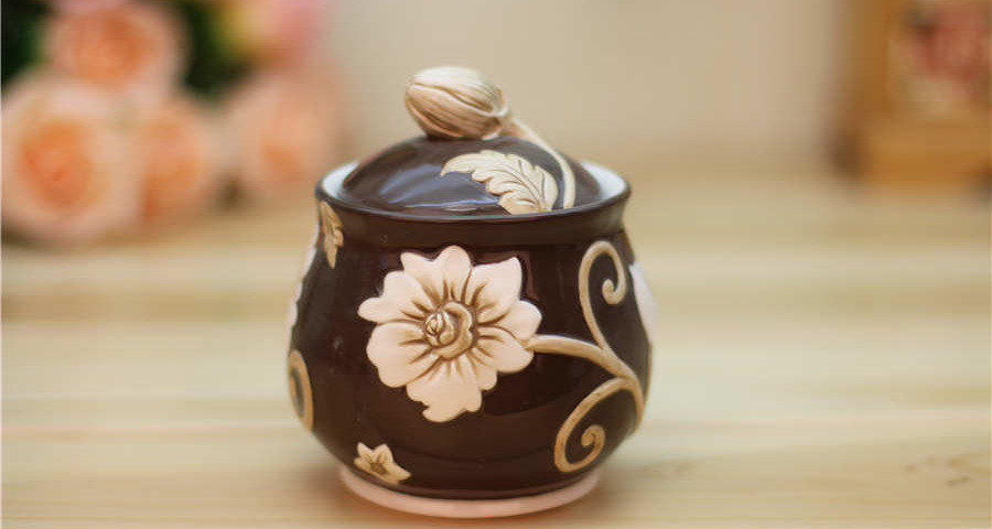 Flower Bud ceramic coffee canister