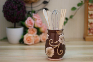 Flower Bud Ceramic Utensil Holder