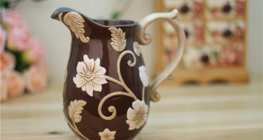 Flower Bud ceramic water pitcher
