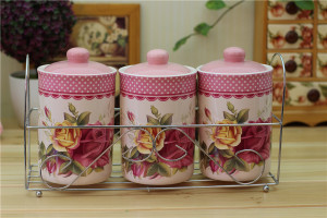Forever Rose Love Ceramic Canisters