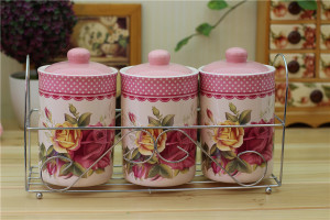 Forever Rose Love Ceramic Canisters