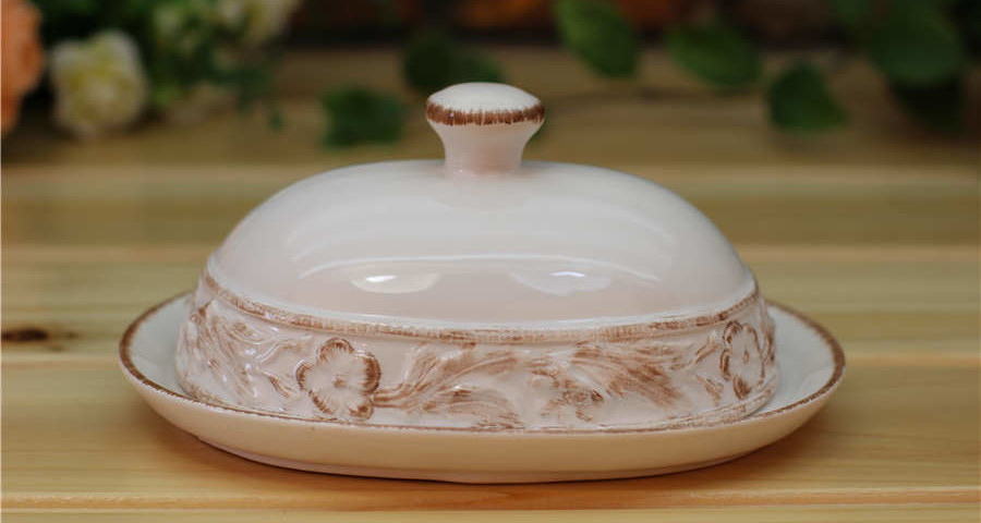 Hand Painted Ceramic Butter Dish