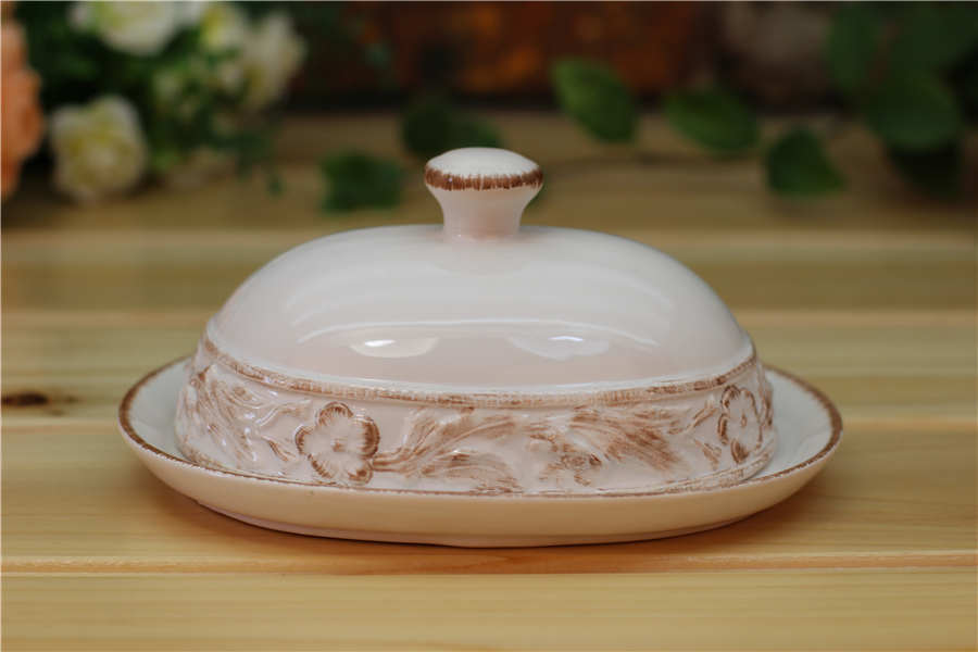 Hand Painted Ceramic Butter Dish