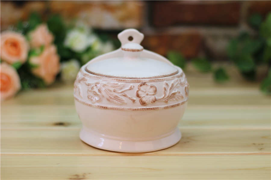 Hand Painted Ceramic Storage Jar