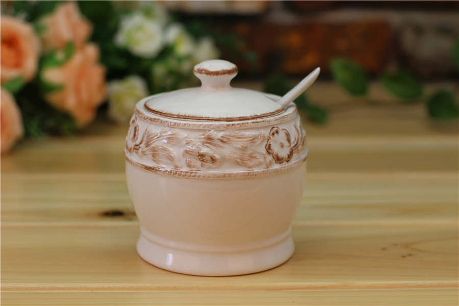 Hand Painted Ceramic Sugar Canister