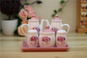 Romantic Rose ceramic condiment set