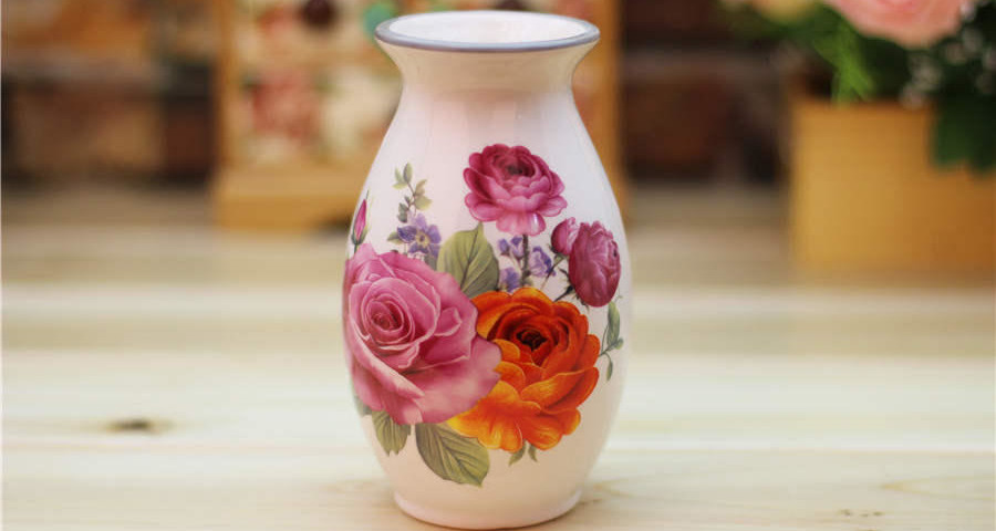 Thriving Flowers red ceramic vase factory