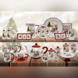 Christmas ceramic kitchenware set plate teapot mug set
