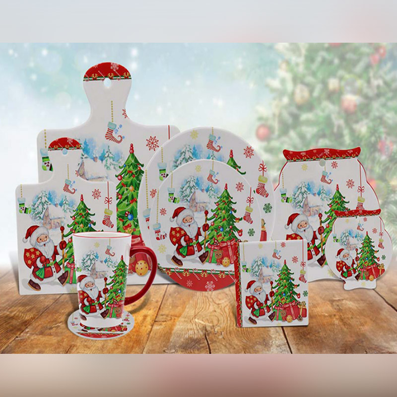 Christmas ceramic coasters set